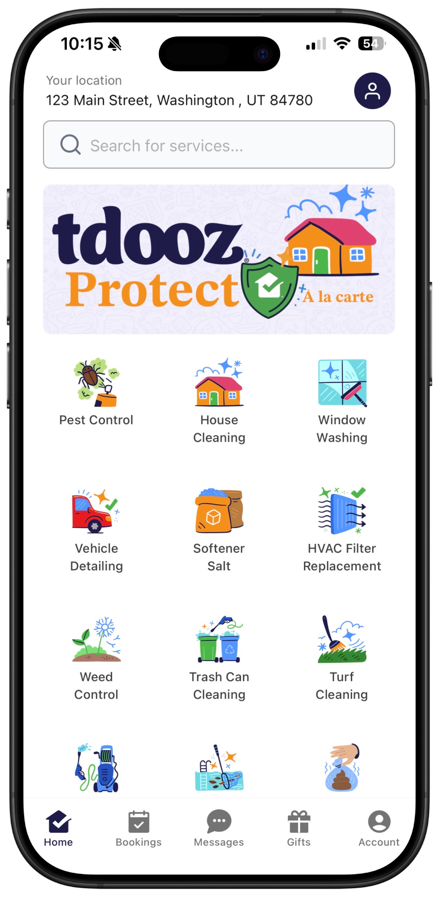 The Tdooz app home screen